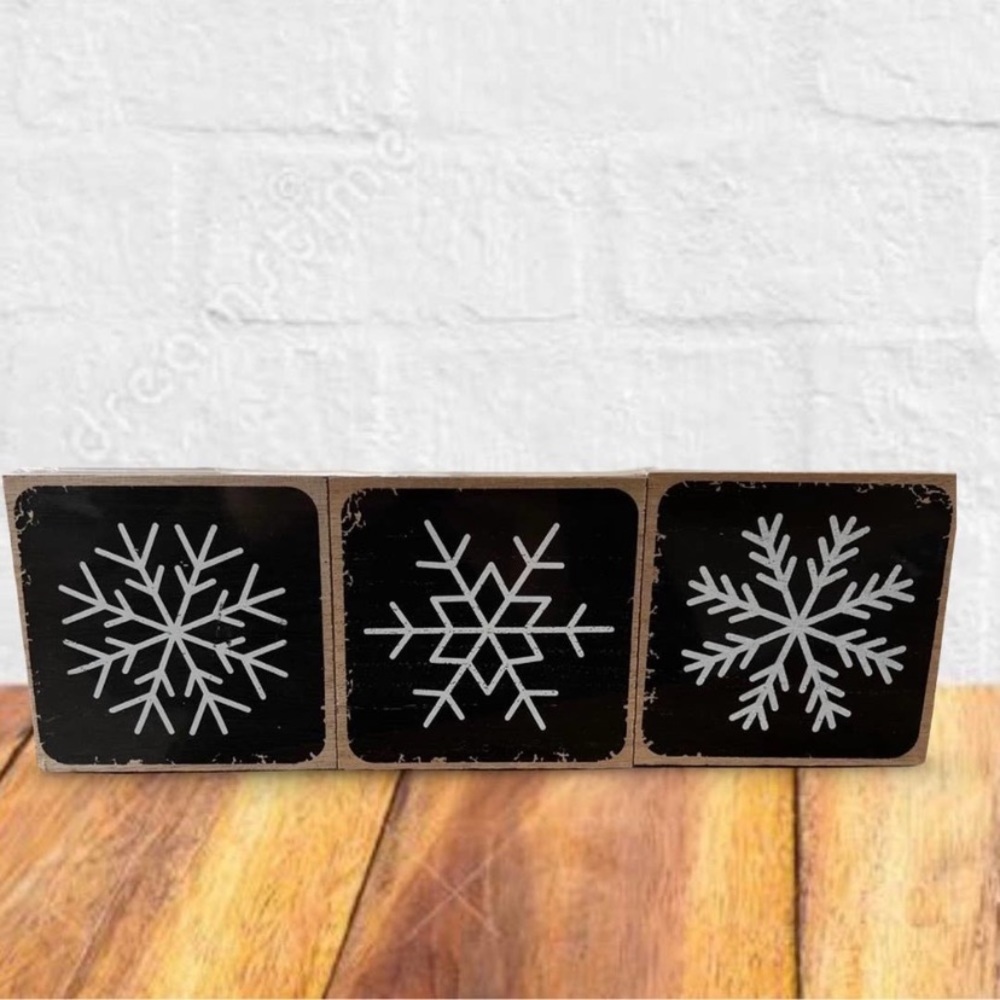 Snowflake Wood Signs 3 Tiered Tray table Target Winter Christmas decor rustic
